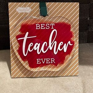 Mud Pie Red and Clear Teacher Ornament